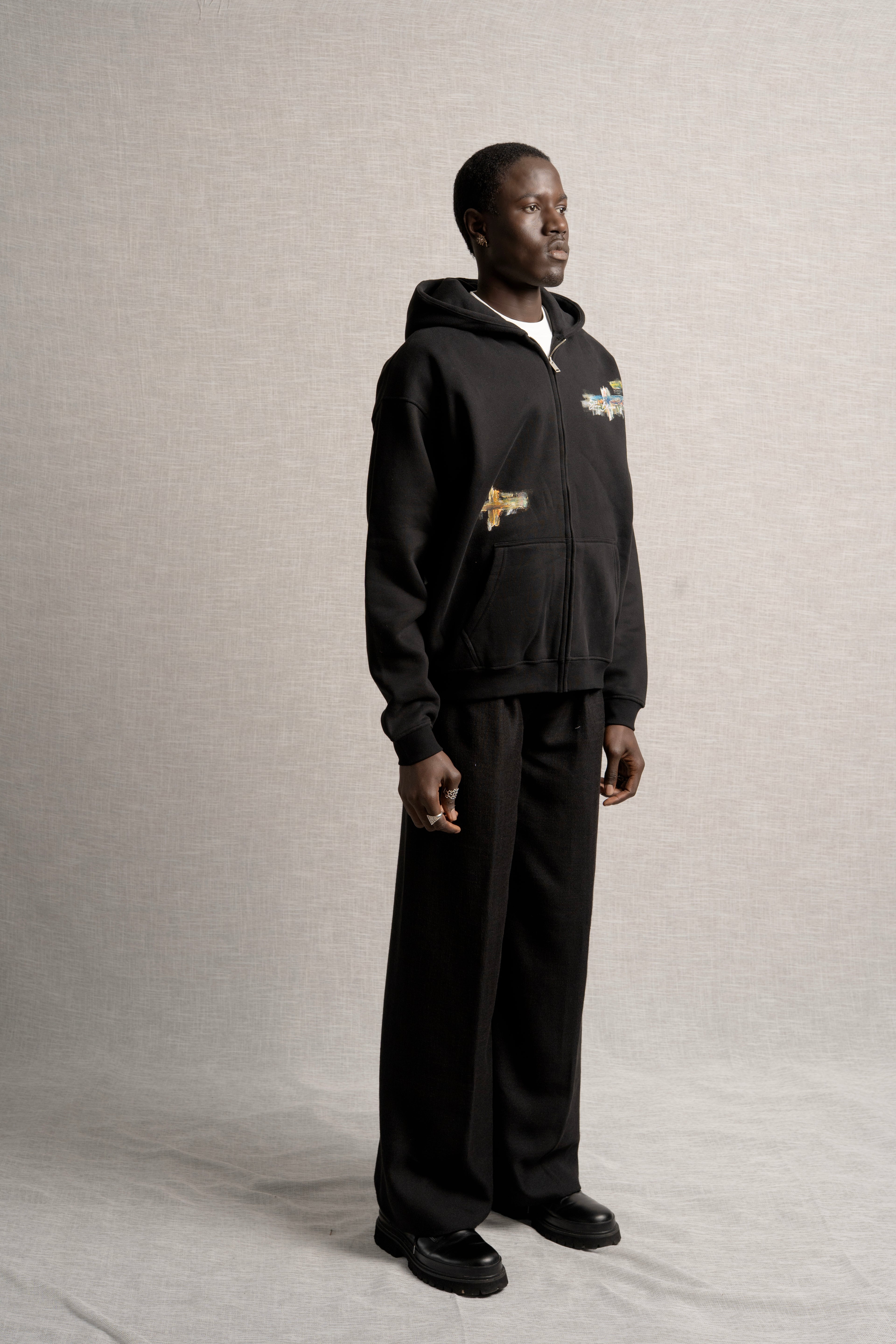 A Paleta Zip-Up Hoodie Black