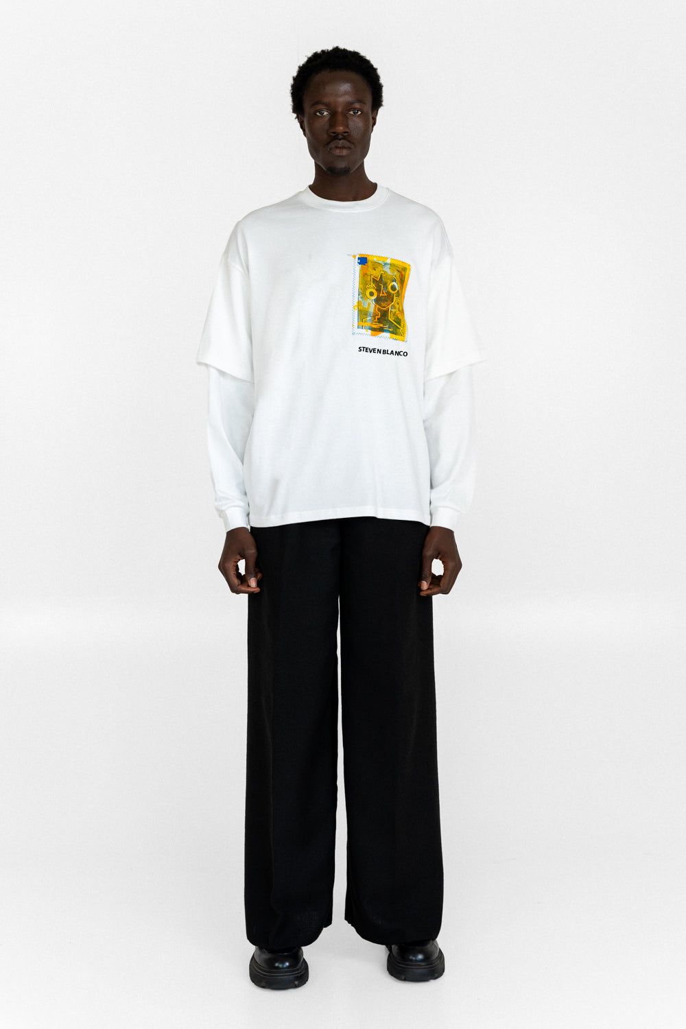 Fora da Tela Double Sleeve T-shirt White