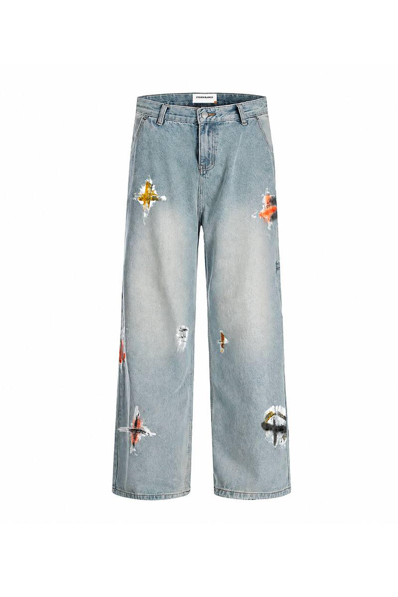 The Brushstroke Denim Jeans Blue