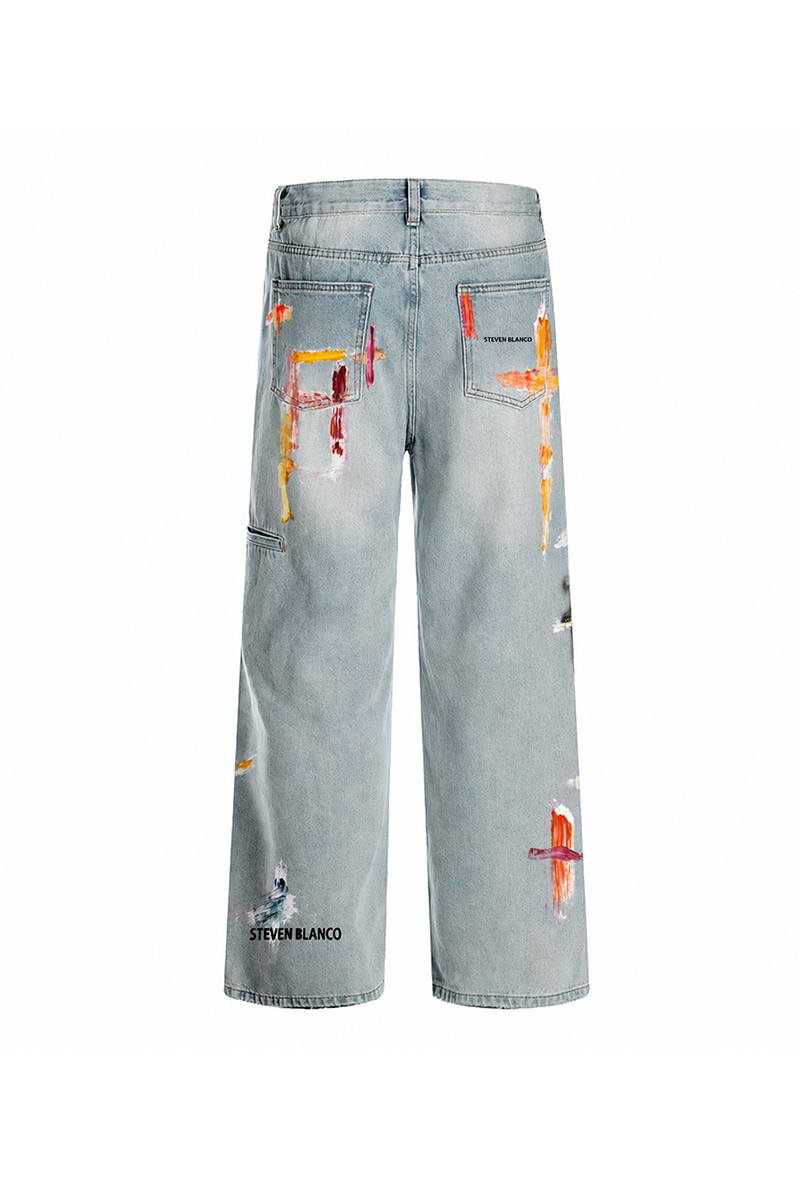 The Brushstroke Denim Jeans Blue