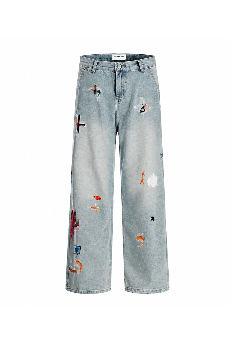 The Brushstroke Denim Jeans Blue